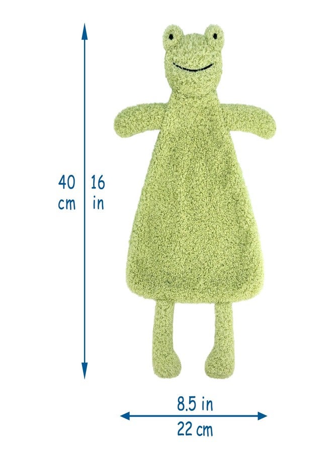 Doindute Baby Green Frog Soft Stuffed Animal Security Blanket, Plush Frog Character Lovey Blanket, Baby Shower/Nursery Gift, Newborn Infant Toddler Snuggle Blankie for Boys Girls, 16 Inches - Image 2