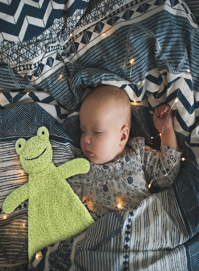Doindute Baby Green Frog Soft Stuffed Animal Security Blanket, Plush Frog Character Lovey Blanket, Baby Shower/Nursery Gift, Newborn Infant Toddler Snuggle Blankie for Boys Girls, 16 Inches - Image 3