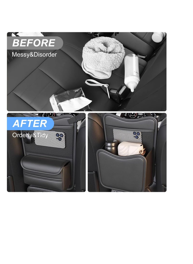 Excefore Car Organizer Storage Between Seats, Leather Car Hanging Storage Bag, Car Pocket Purse Holder, Car Snack Holder, Automotive Consoles & Organizers, Automotive Console Organizer for Travel, Driving  - Image 4