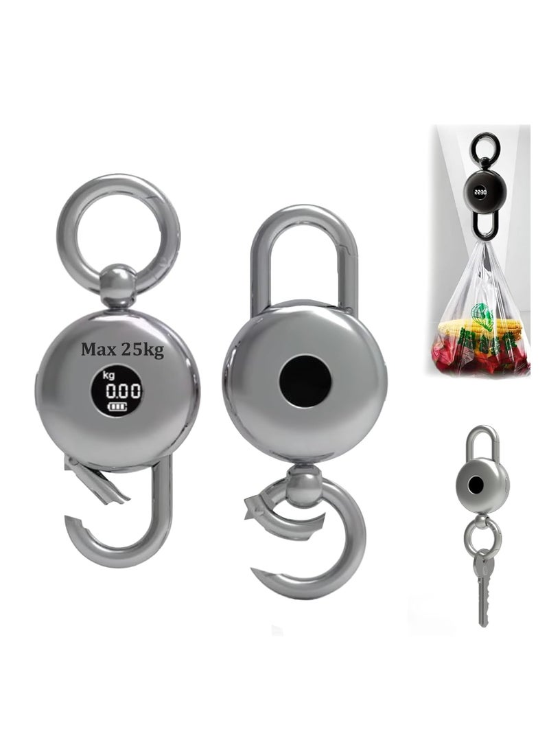 BlueFire Portable Keychain Digital Scale – 25kg/55lb Travel-Friendly Pocket Weight Scale with LCD Display, Built-in Digital Watch, Rechargeable Battery & Metal Keychain – Handheld Mini Scale for Luggage, Shopping, Supermarket, Fitness - Image 1