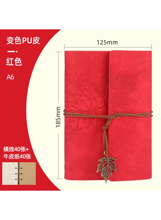 بوي دفتر سفر كلاسيكي من الجلد الناعم مع حافظة يدوية  
دفتر ملاحظات A6/A7 قابل للحمل مع أوراق قابلة للإزالة  
يوميات ورق القيقب - دفتر متنقل أنيق للسفر والكتابة - Image 1