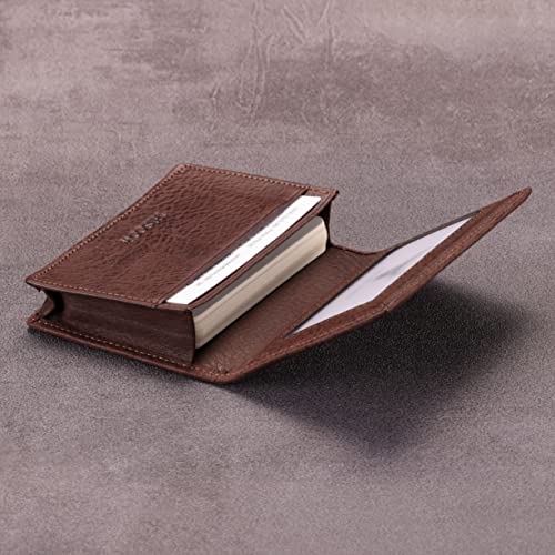 HISCOW Leather Business Card Case Holder for Men & Women, Italian Calfskin (Aniline Leather Coffee) - Image 4