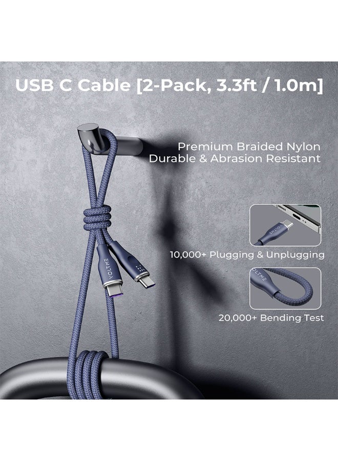 فولتمي سلك شاحن فولتمي سلسلة روج مظفر من USB-C إلى USB-C بطول 1 م وبقوة 100 واط - أزرق - Image 2