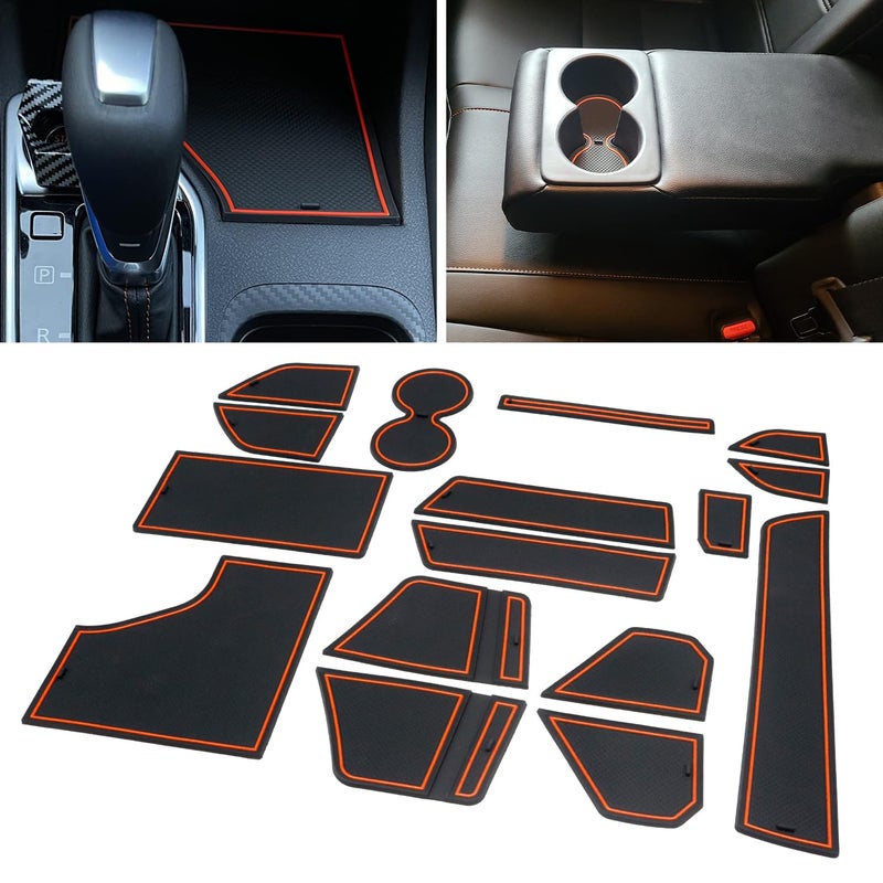 KENTUTO for Nissan Sentra Accessories 2025 2024 2023 2022 2021 2020 Custom Cup Holder Insert Liners Center Console Liners Interior Door Pockets Rubber Pad Mat Kit Orange Trim