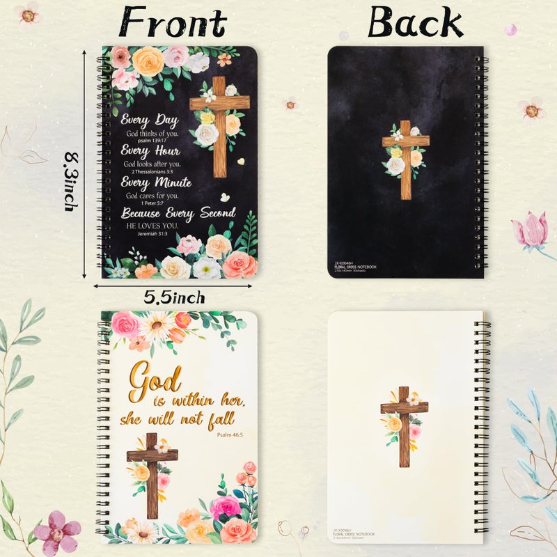 Xqumoi دفاتر ملاحظات دينية مزخرفة من Xqumoi 2Pack A5، لن تسقط، آية من الكتاب المقدس، دفاتر كتابة ذات غلاف صلب، هدية عيد الميلاد المسيحية، لوازم مدرسة الأحد والمكتب - Image 3