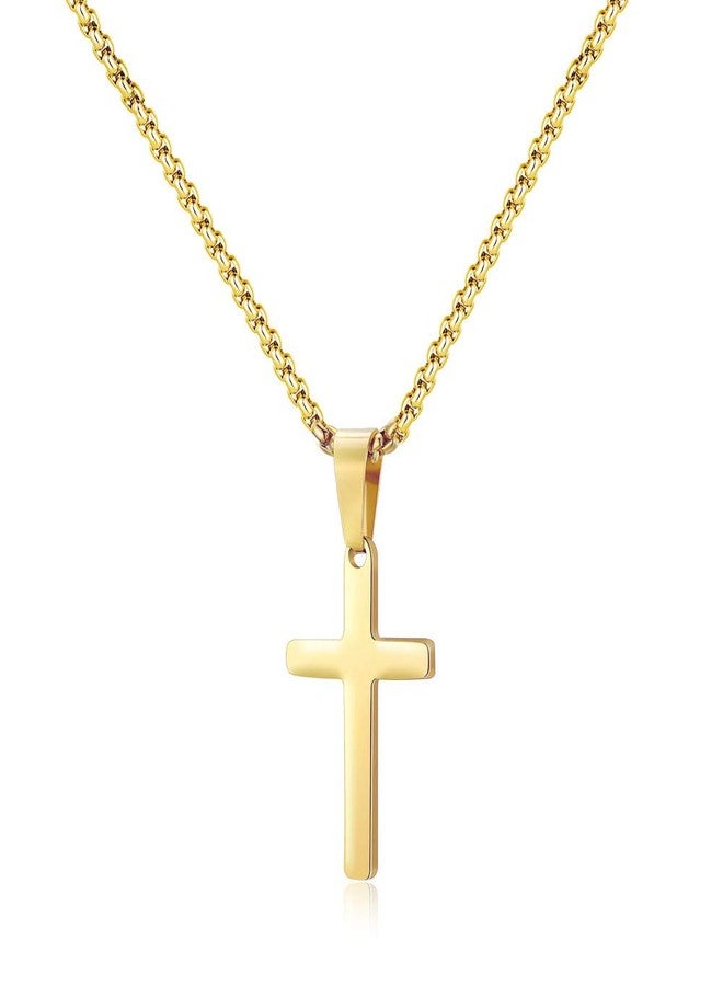 M MOOHAM Easter Gifts - Gold Cross Pendant Necklaces for Men Boys - Gold Cross Chain 16 Inch Jewelry for Men, Teen Boy Gifts for Teenage Boys - Image 1