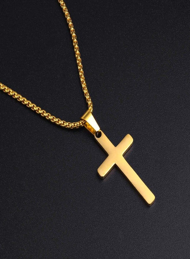 M MOOHAM Easter Gifts - Gold Cross Pendant Necklaces for Men Boys - Gold Cross Chain 16 Inch Jewelry for Men, Teen Boy Gifts for Teenage Boys - Image 3