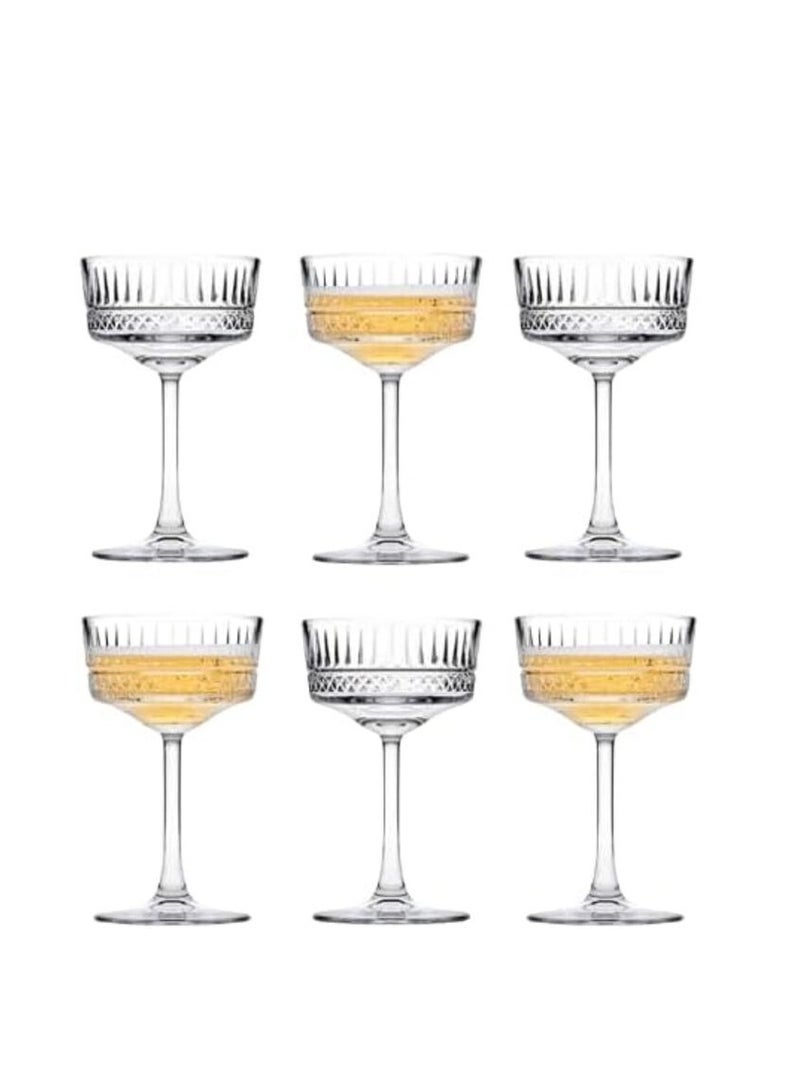 Pasabahce Elysia Coupe Cocktail Cup-260ml Set of 6 Cups-Turkey Made clear - Image 1