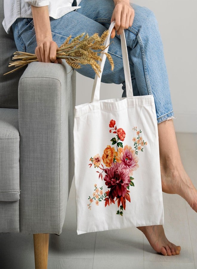 ARTBUG Tote Bag for Women with zip, Aesthetic Canvas tote bag for college girls, office, stylish and reusable - Flowers - D No - 270 - Image 2