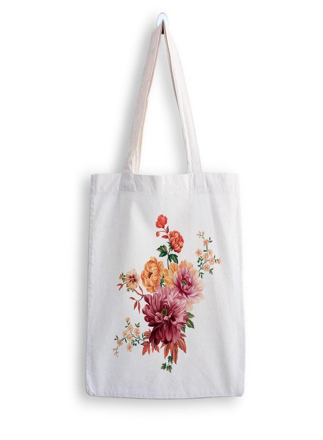 ARTBUG Tote Bag for Women with zip, Aesthetic Canvas tote bag for college girls, office, stylish and reusable - Flowers - D No - 270 - Image 1