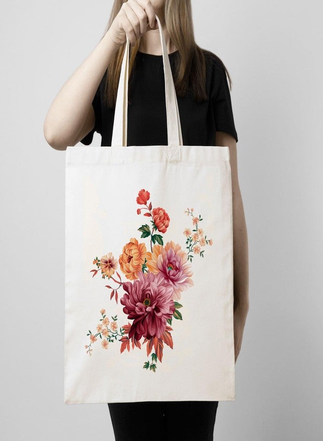 ARTBUG Tote Bag for Women with zip, Aesthetic Canvas tote bag for college girls, office, stylish and reusable - Flowers - D No - 270 - Image 3