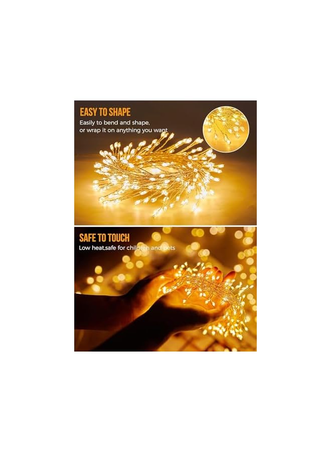 The Bros زينة رمضان، أضواء رمضان على شكل ألعاب نارية 100LED بطول 10 أقدام، أضواء نجمية من سلك نحاسي مقاوم للماء لتزيين إكليل المنزل، حفلات الزفاف الداخلية والخارجية، أبيض دافئ - Image 5