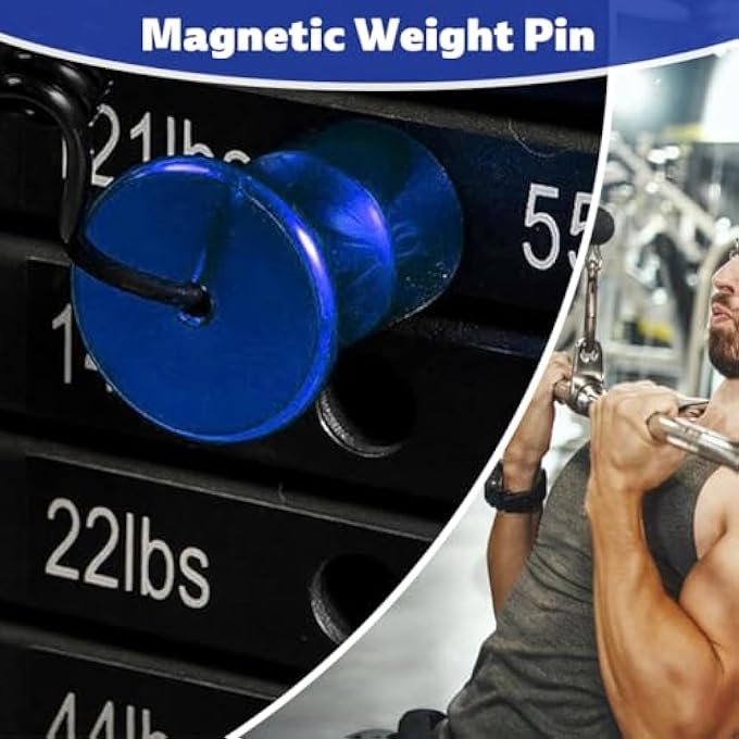 rayihni ® 2 Pcs Universal Magnetic Weight Stack Pin With Pull Rope, Heavy Duty Steel Strength Training Accessories For Cable Machines, Gym Equipment Attachment For Commercial Or Home Fitness, Blue - Image 5