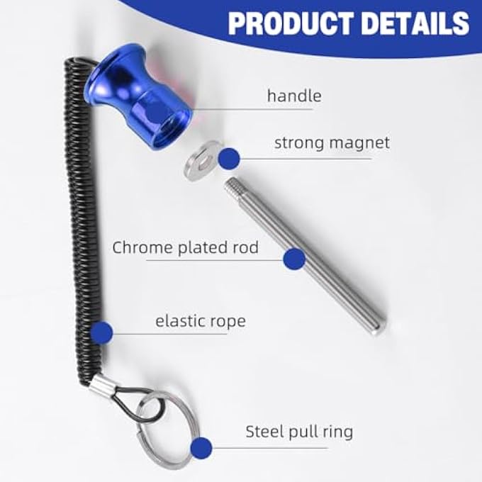 rayihni ® 2 Pcs Universal Magnetic Weight Stack Pin With Pull Rope, Heavy Duty Steel Strength Training Accessories For Cable Machines, Gym Equipment Attachment For Commercial Or Home Fitness, Blue - Image 4