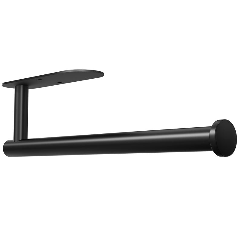 Auxmir Paper Towel Holder Under Cabinet, Self Adhesive Paper Towels Rolls Racks for Kitchen, Wall Mount Thicken Stainless Steel Rustproof, Both Available in Adhesive and Screws for Bathroom RV, Black - Image 1