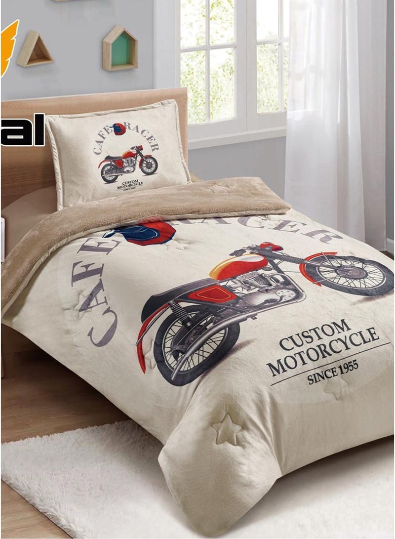 ميرال مفرش شتوي فخم , وجه مخمل ناعم ووجه فرو دافئ , 3 قطع - رسومات كرتونية - لحاف مقاس 160x210 سم - Image 2