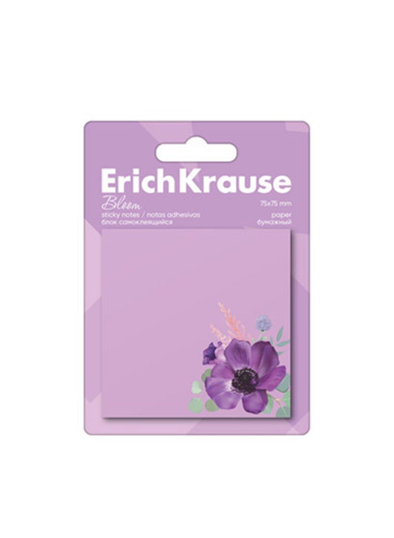 ملاحظات لاصقة بتصميم زهور الباستيل 50 ورقة بحجم 75 مم × 75 مم باللون الأرجواني