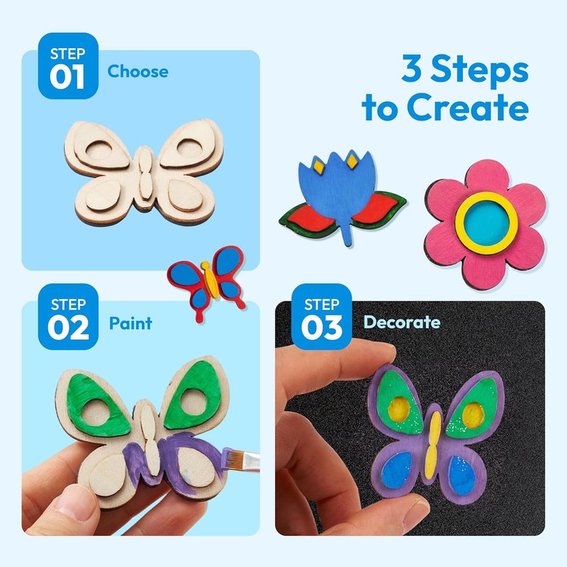 JOYIN Wooden Magnets, Spring Arts & Crafts for Boys and Girls Ages 4+, Childrens Painting Craft Activities Kit, Craft Toys Gifts for 4, 5, 6, 7, 8, 9, 10, 11 & 12 Year Old Kids - Image 3
