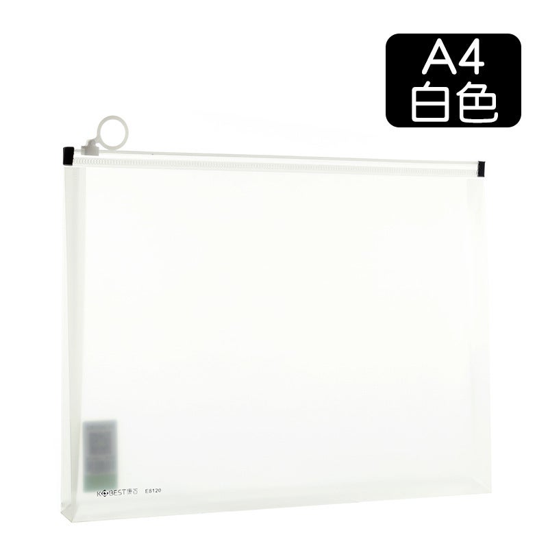 Generic KOBEST A4 Clear Document Bag A5 Zippered Office File Pouch A4-White-E8120 (Pack of 12) 