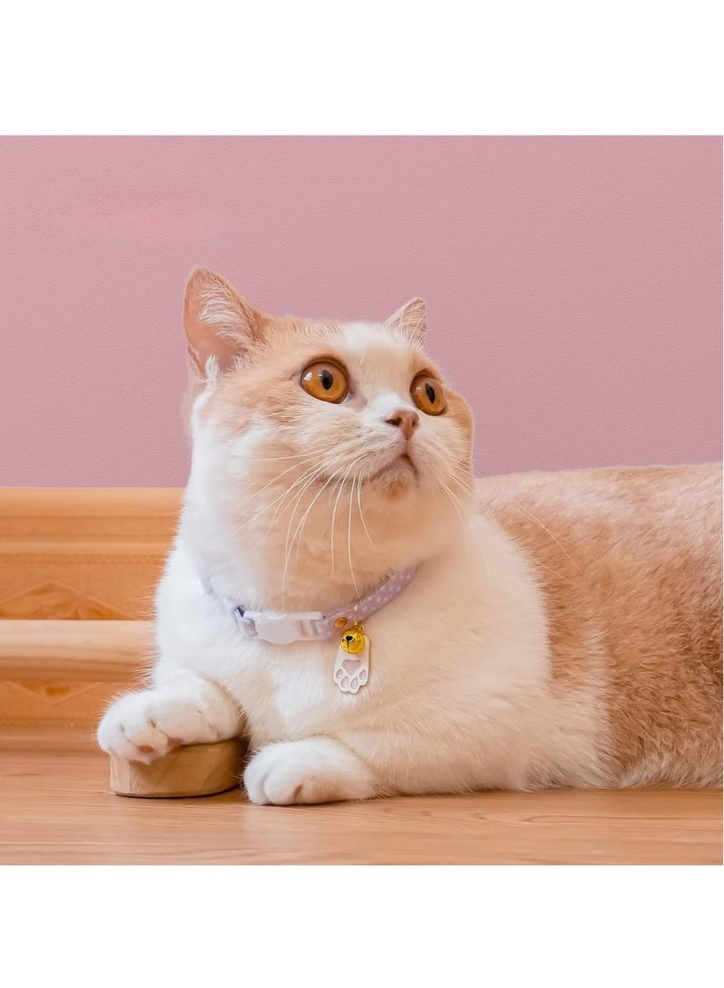 2 Pack Cotton Breakaway Cat Collars with Bell Pink and  yellow Egg Cat Paw Pendant Cute and Safe Collar for Girl and Boy Cats - Image 2