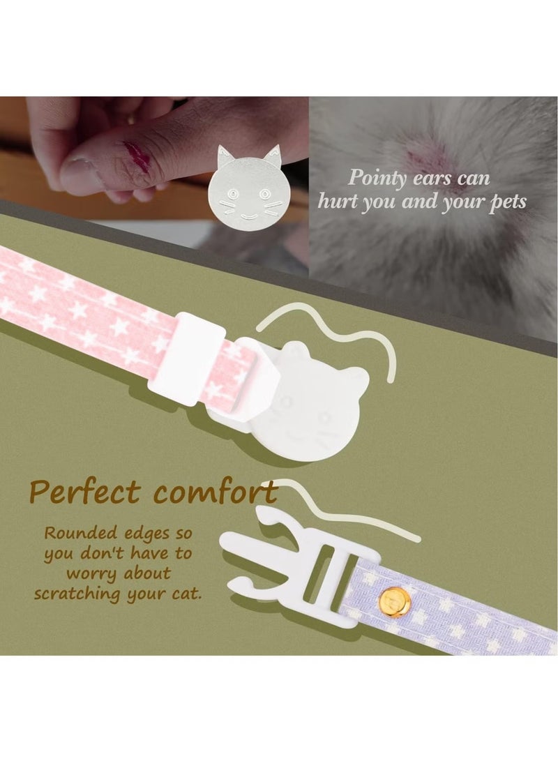 2 Pack Cotton Breakaway Cat Collars with Bell Pink and  yellow Egg Cat Paw Pendant Cute and Safe Collar for Girl and Boy Cats - Image 3