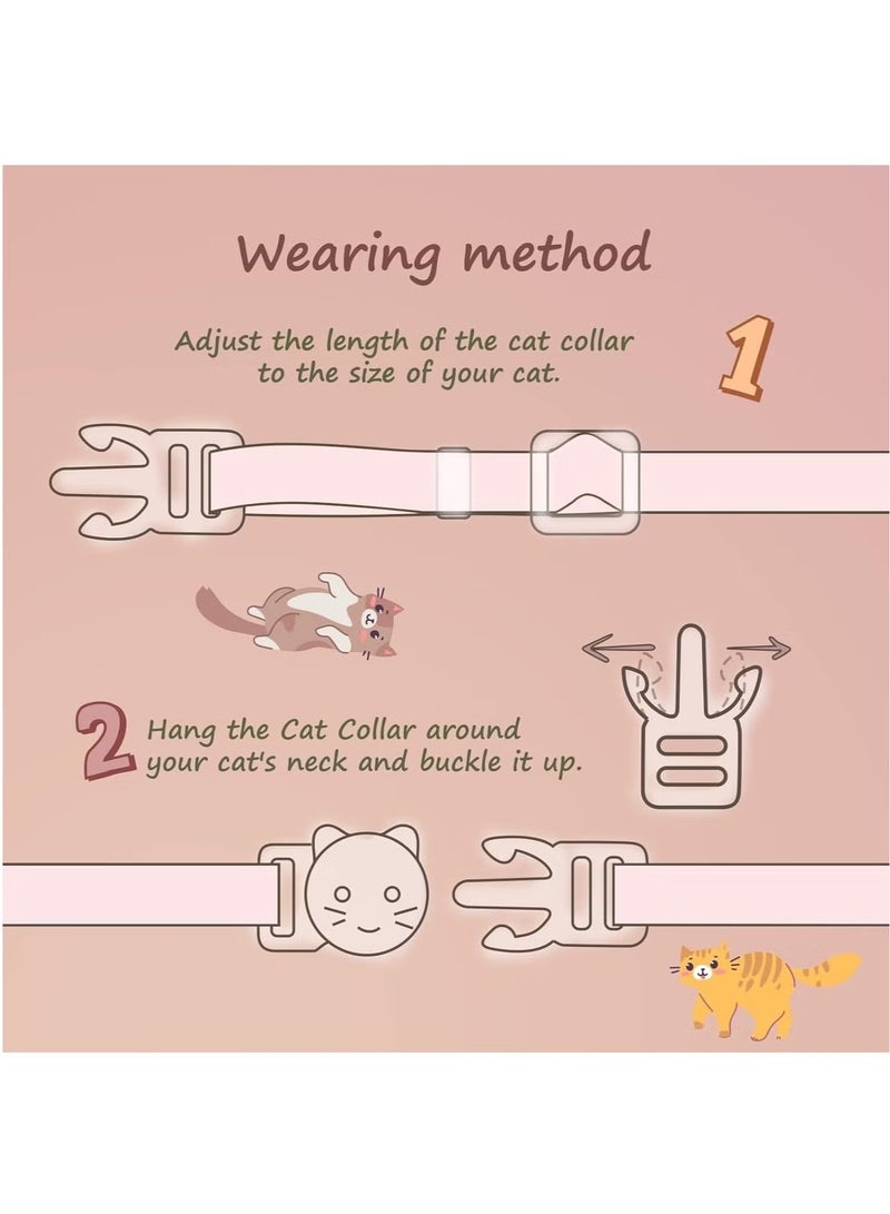 2 Pack Cotton Breakaway Cat Collars with Bell Pink and  yellow Egg Cat Paw Pendant Cute and Safe Collar for Girl and Boy Cats - Image 4
