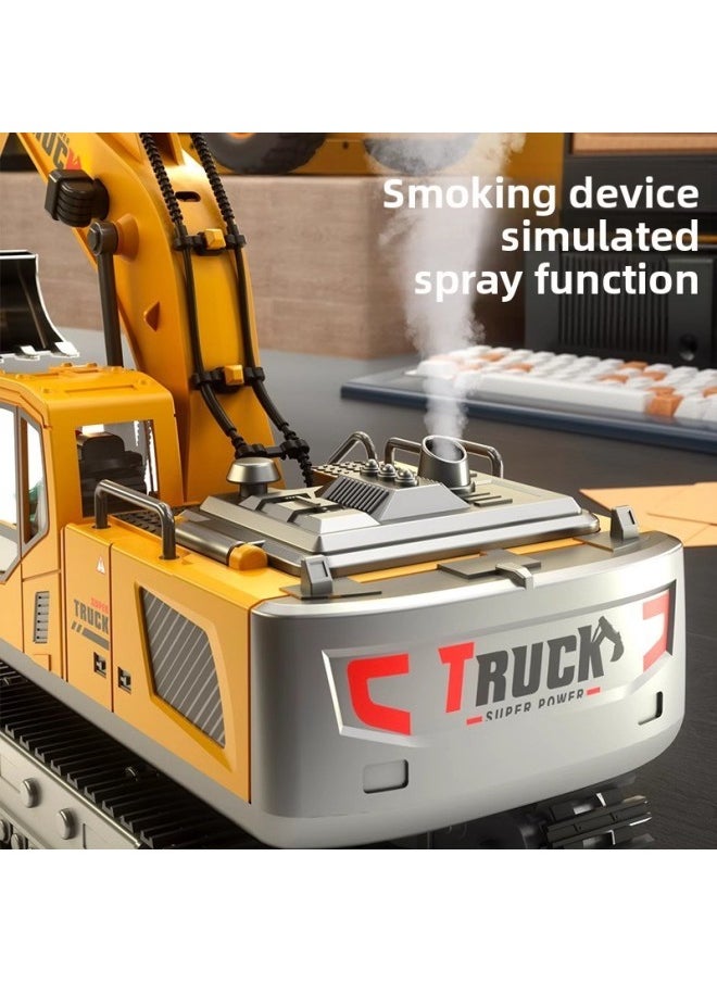Children's Alloy Remote Control Excavator Boy Car Simulation Car Toy Electric Excavator Engineering Car Excavator Model-Color:17-way Spray Excavation [grey]-Proportion:Dual Power Version  - Image 5