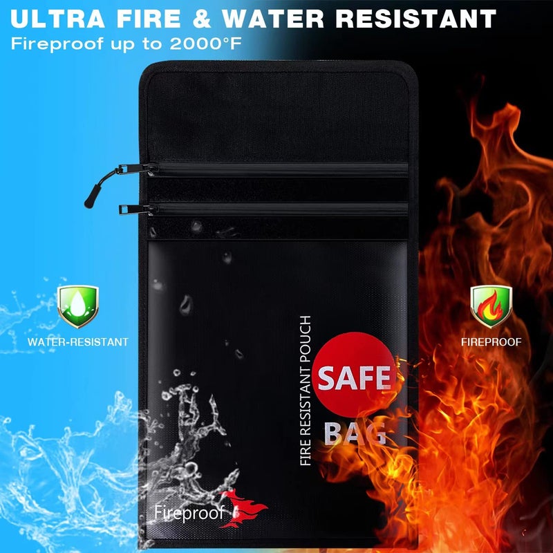 كولكيس حقيبة مستندات مقاومة للحريق من Colcase تحتوي على جيبين (2000؟) مقاس 15 × 11 بوصة مطلية بالسيليكون مقاومة للحريق ومقاومة للماء، حقيبة نقود مقاومة للحريق، تخزين آمن لوثائق المال والمجوهرات وجواز السفر باللون الأسود - Image 2