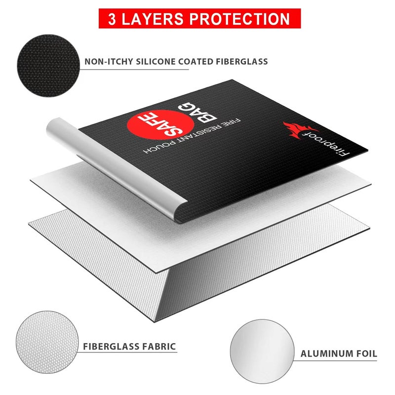 كولكيس حقيبة مستندات مقاومة للحريق من Colcase تحتوي على جيبين (2000؟) مقاس 15 × 11 بوصة مطلية بالسيليكون مقاومة للحريق ومقاومة للماء، حقيبة نقود مقاومة للحريق، تخزين آمن لوثائق المال والمجوهرات وجواز السفر باللون الأسود - Image 4