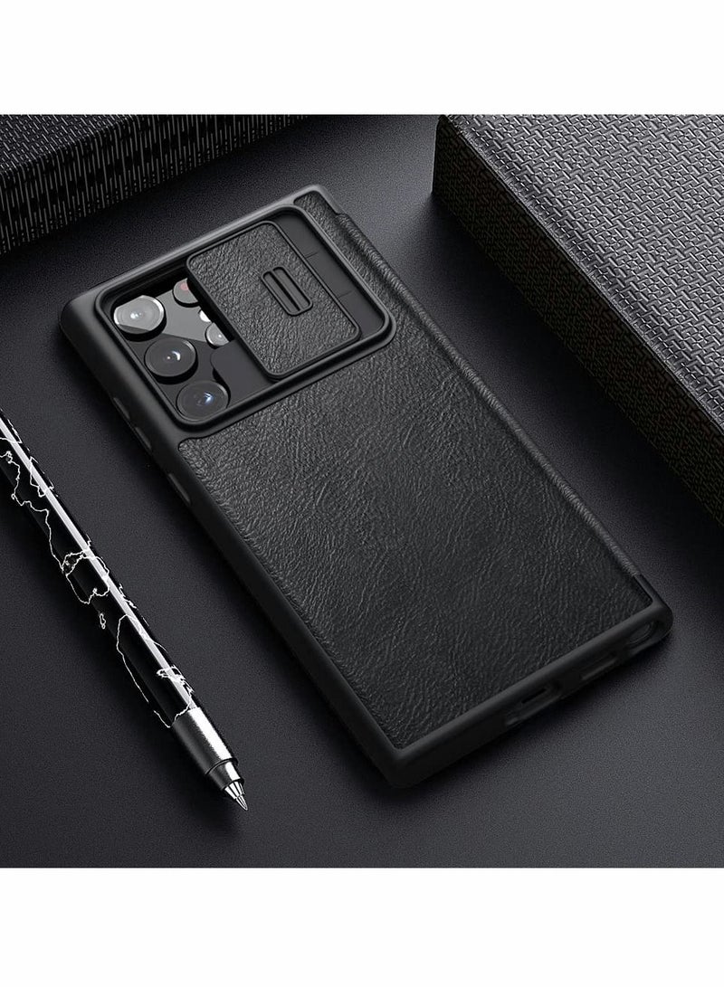 Y&D Case for Samsung Galaxy S22 Ultra with Camera Cover and Card Holder, PU Leather Flip Slide Protection, Durable Shockproof (Black)  - Image 2