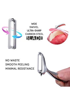 SYOSI Peeler, stainless steel serrated knife rotary peeler, anti-slip handle for fruit and vegetable kitchen, kitchen utensils, suitable for potatoes, apples, carrots, vegetables, fruits  - Image 5