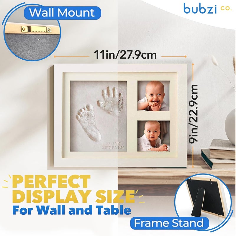 Bubzi Co Baby Hand & Footprint Kit, Clay Handprint Keepsake Frame, Newborn Nursery Picture Frames, Hand Print Mold Kit, Personalized New Mom Gifts for Baby Shower & Registry (Fresh White) - Image 4