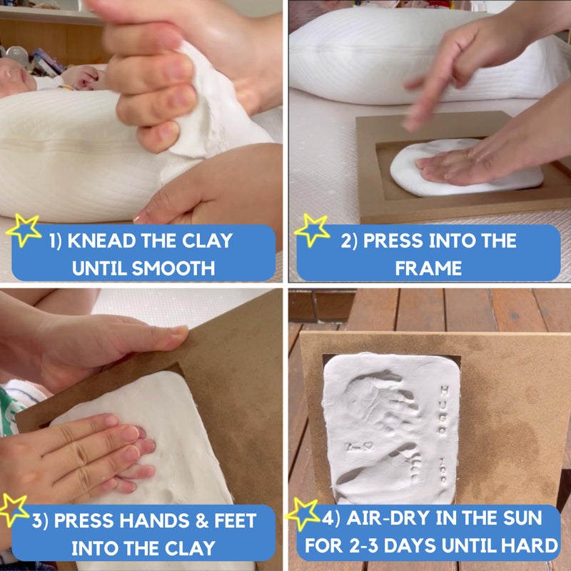 Bubzi Co Baby Hand & Footprint Kit, Clay Handprint Keepsake Frame, Newborn Nursery Picture Frames, Hand Print Mold Kit, Personalized New Mom Gifts for Baby Shower & Registry (Fresh White) - Image 3