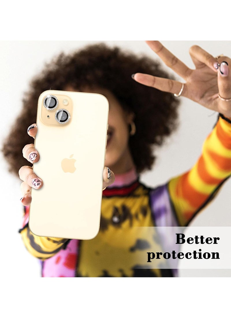 ELTRAZONE "Gold Diamond Tempered Glass Camera Lens Protector for iPhone 16/16 Plus – Elegant Automatic Alignment with Glitter Film Stickers" - Image 5