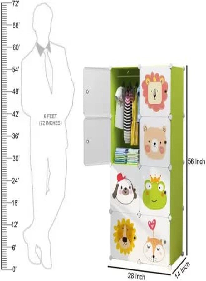 KEEKOS Kids Plastic Collapsible Wardrobe Organizer for Storage | Cute Cartoon Design | Heavy Duty Cloth Organizer for Storage | Easy to Assemble | Perfect for Kids Room & Home (Green) - Image 2