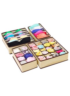 Perfii 4 Pack Drawer Organizer Dividers, 43 Cell Foldable Closet Organizers, Perfect for Clothes, Socks, Bras, Optimize Your Space  - Image 1
