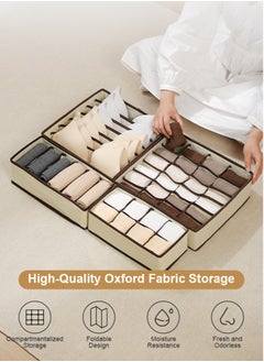 Perfii 4 Pack Drawer Organizer Dividers, 43 Cell Foldable Closet Organizers, Perfect for Clothes, Socks, Bras, Optimize Your Space  - Image 2