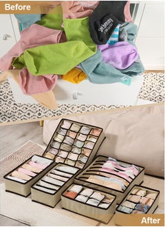 Perfii 4 Pack Drawer Organizer Dividers, 43 Cell Foldable Closet Organizers, Perfect for Clothes, Socks, Bras, Optimize Your Space  - Image 3
