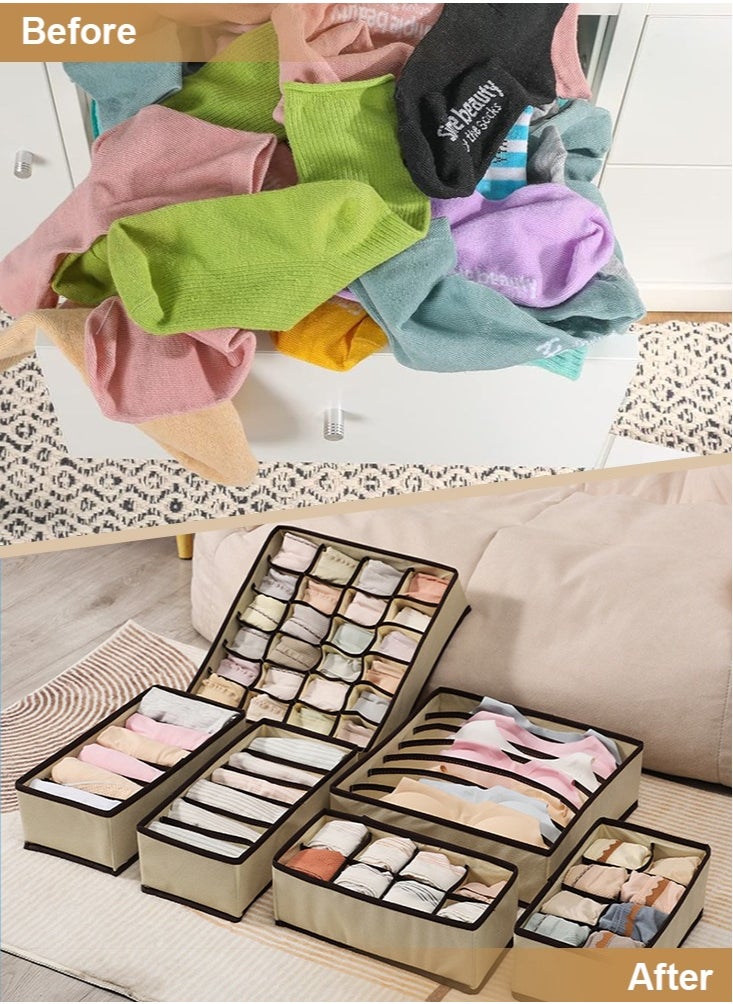 Perfii 4 Pack Drawer Organizer Dividers, 43 Cell Foldable Closet Organizers, Perfect for Clothes, Socks, Bras, Optimize Your Space  - Image 3