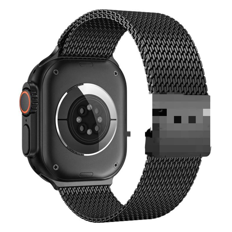 سوار ساعة ذكية سوار معدني من الستانلس ستيل متوافق باللون ذهبي قابل للتعديل مع Apple Watch 42/44/45/49mm بملاءمة قابلة للتعديل وحزام بديل بتصميم معدني أنيق - Image 1
