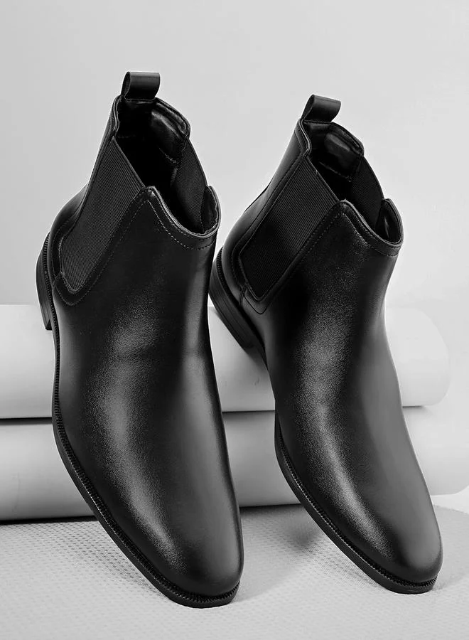 ستايلي حذاء الكاحل من جلد إصبع القدم المدبب