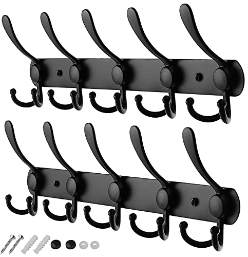 GlazieVault Coat Rack Wall Mount - Stainless Steel Coat Rack (2 Pack) - Heavy Duty Coat Hooks Wall Mounted - Hanger for Hat Towel Robes Jacket Clothes for Bathroom Entryway - Image 1
