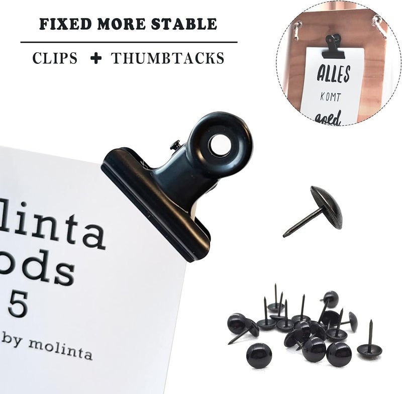 YUCHIYA Bulldog Clips with Hole for Push-pin, Paper File Clips with Strong Spring, Small Metal Binder Clips, Seal Clamps for Coffee Tea Food Bags, Decorative Clips for DIY Photo Grid (Black,2inch) - Image 4