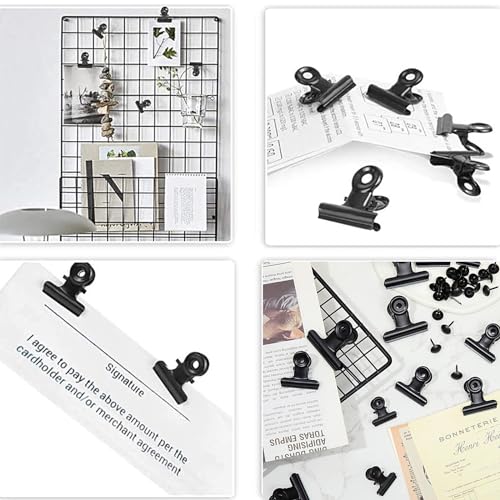 YUCHIYA Bulldog Clips with Hole for Push-pin, Paper File Clips with Strong Spring, Small Metal Binder Clips, Seal Clamps for Coffee Tea Food Bags, Decorative Clips for DIY Photo Grid (Black,2inch) - Image 5