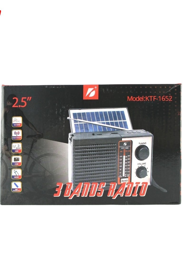 ELTRAZONE ORIGINAL KTF-1652 SOLAR SPEAKER 3-BAND AM/FM RADIO WITH BLUETOOTH, USB/TF Slot/Flashlight - Image 4