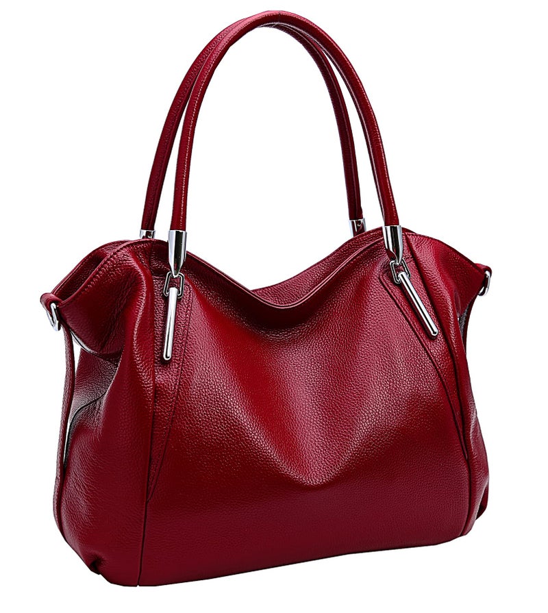 HESHE Soft Leather Handbags for Women Shoulder Handbags Tote Hobo Purses Satchel Bags Classic Women Purses Cross Body Bag (Wine) - Image 1