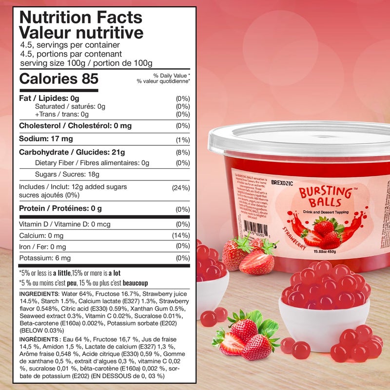 BREXONIC Strawberry Boba Pearls, Strawberry Popping Boba Bursting Boba, Strawberry Bubble Tapioca Pearls For Bubble Tea 1 Pound (Strawberry, 1 LB Pack of 1) - Image 3