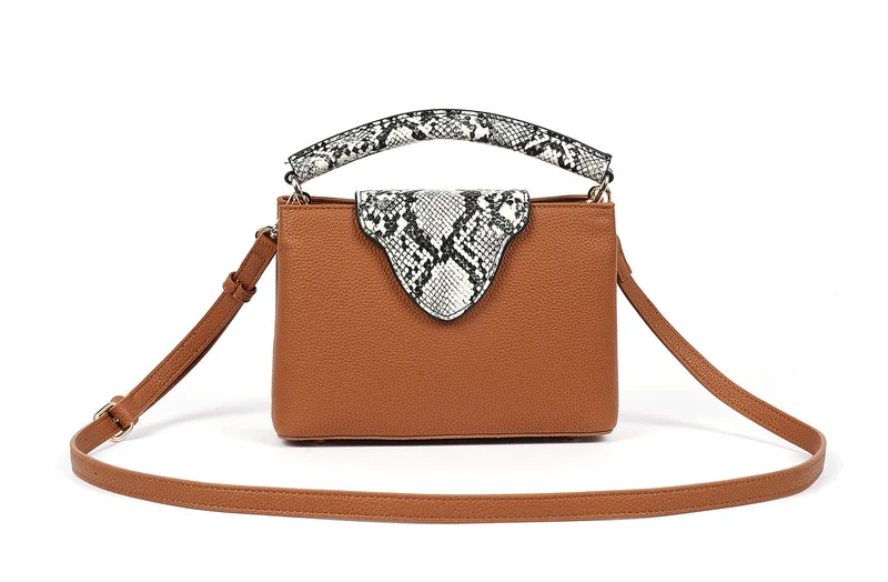 Cuple Snake-skin-like  rectangular handbag