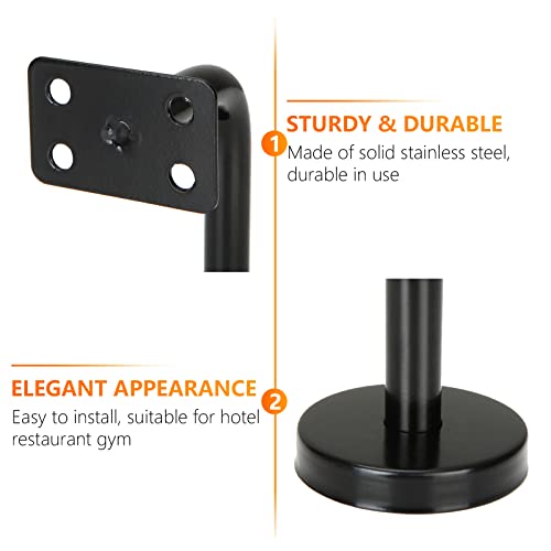 ZOFORTY 6Pcs Black Handrail Bracket Stainless Steel Stair Railing Brackets with Mounting Screws, Handrail Brackets for Staircase, Stairway - Image 3