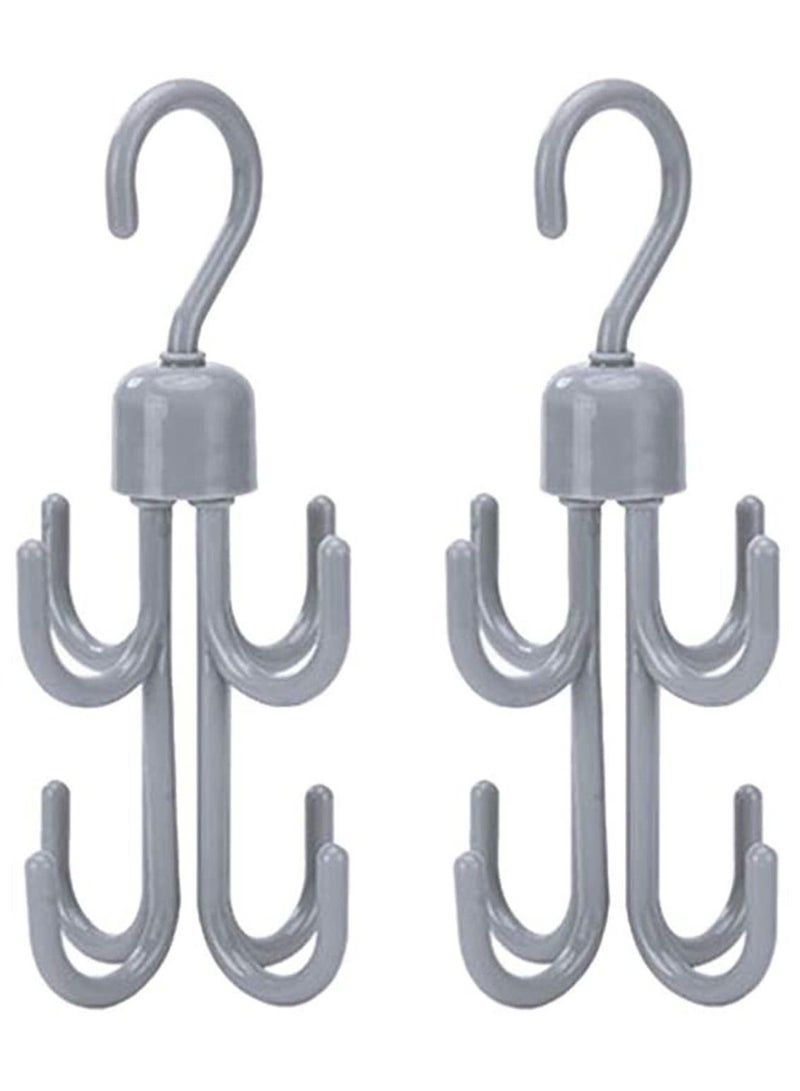 Y&D Plastic Hanger, 2Pcs Rotating Scarf Tie Rack Holder Hook Towels Hanger Closet Organizer for Home Purse Handbag Shoes Grey  - Image 2